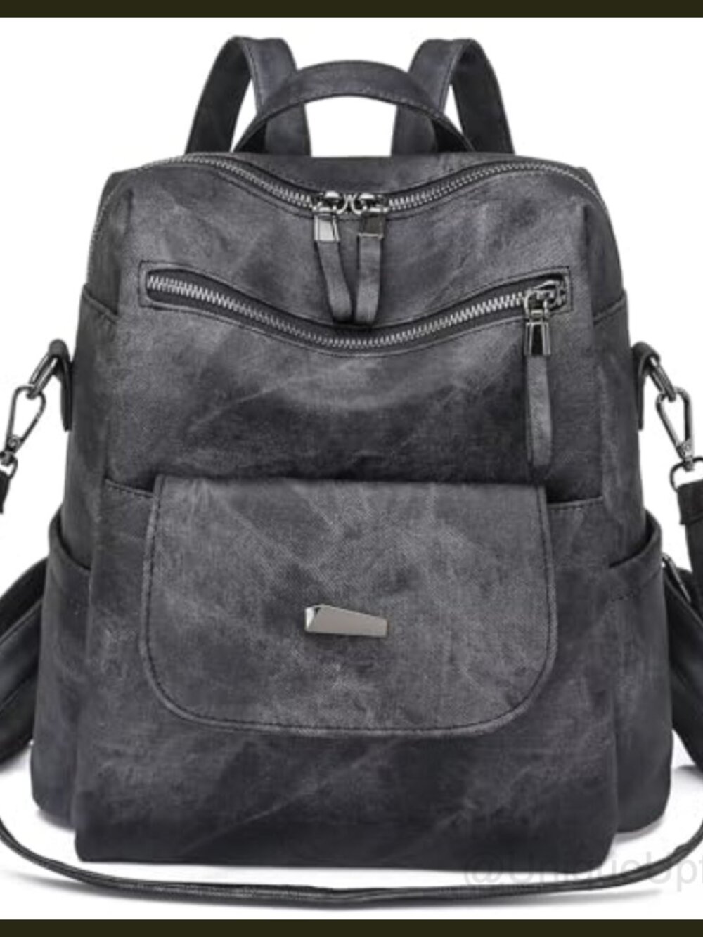 PU Leather Small Backpack Purse Adjustable Strap 8 Pockets Daypack
